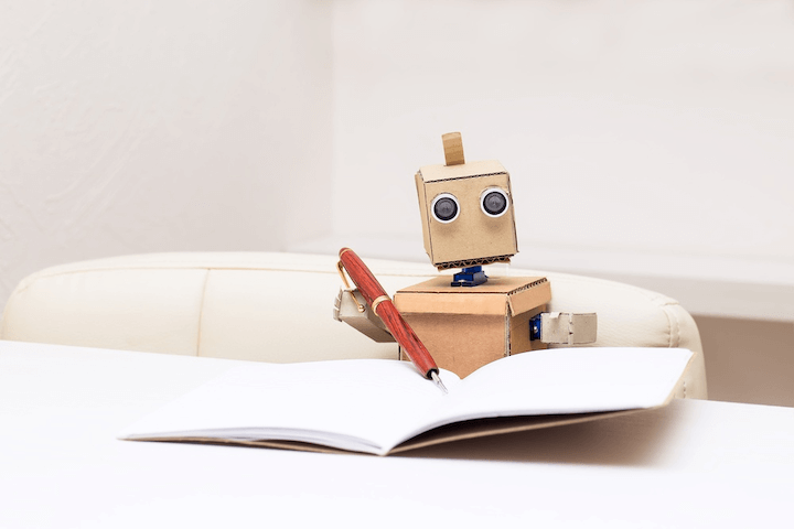 A robot writing an essay